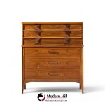 kent coffey perspecta mid century walnut and rosewood highboy dresser