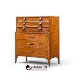 kent coffey perspecta mid century walnut and rosewood highboy dresser