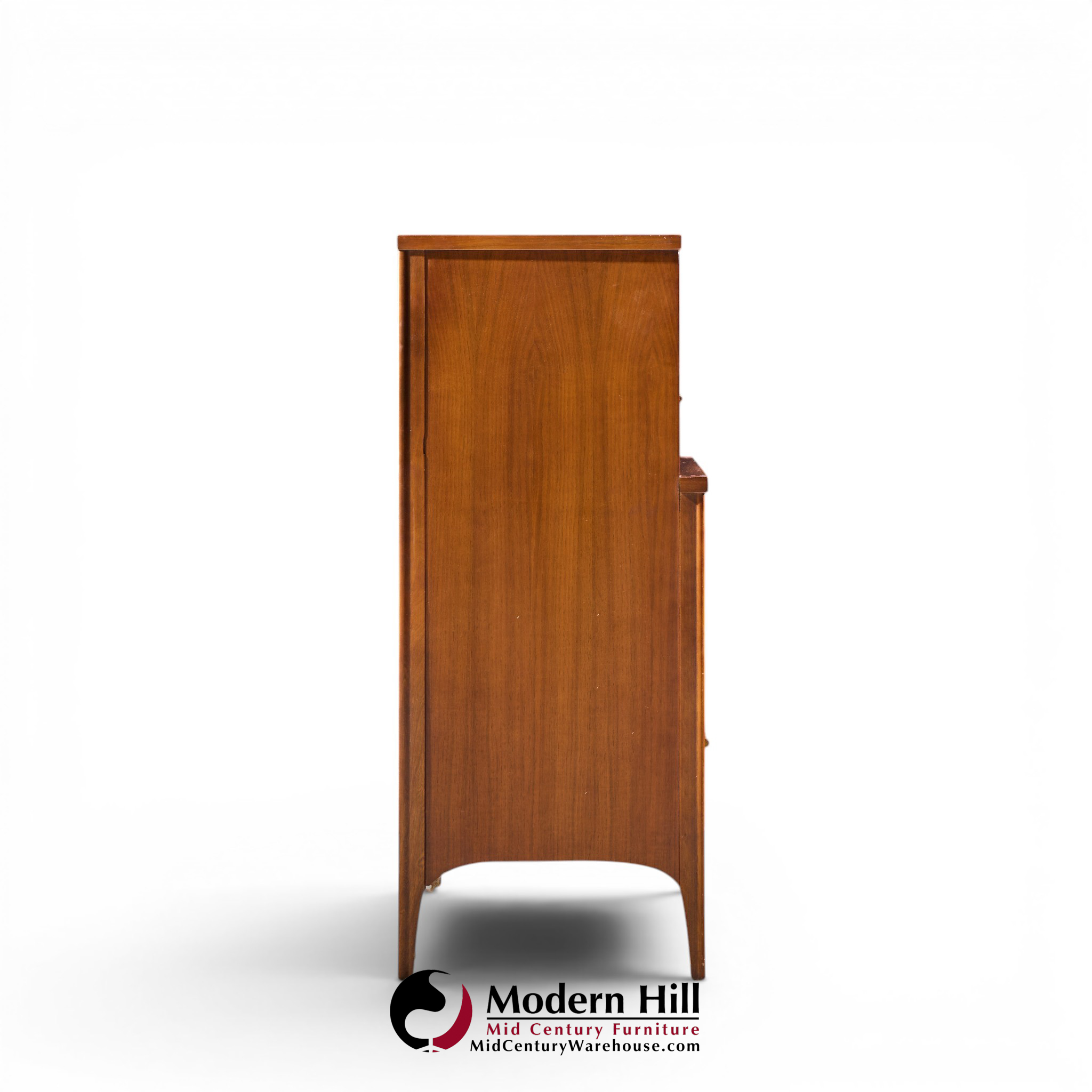 kent coffey perspecta mid century walnut and rosewood highboy dresser