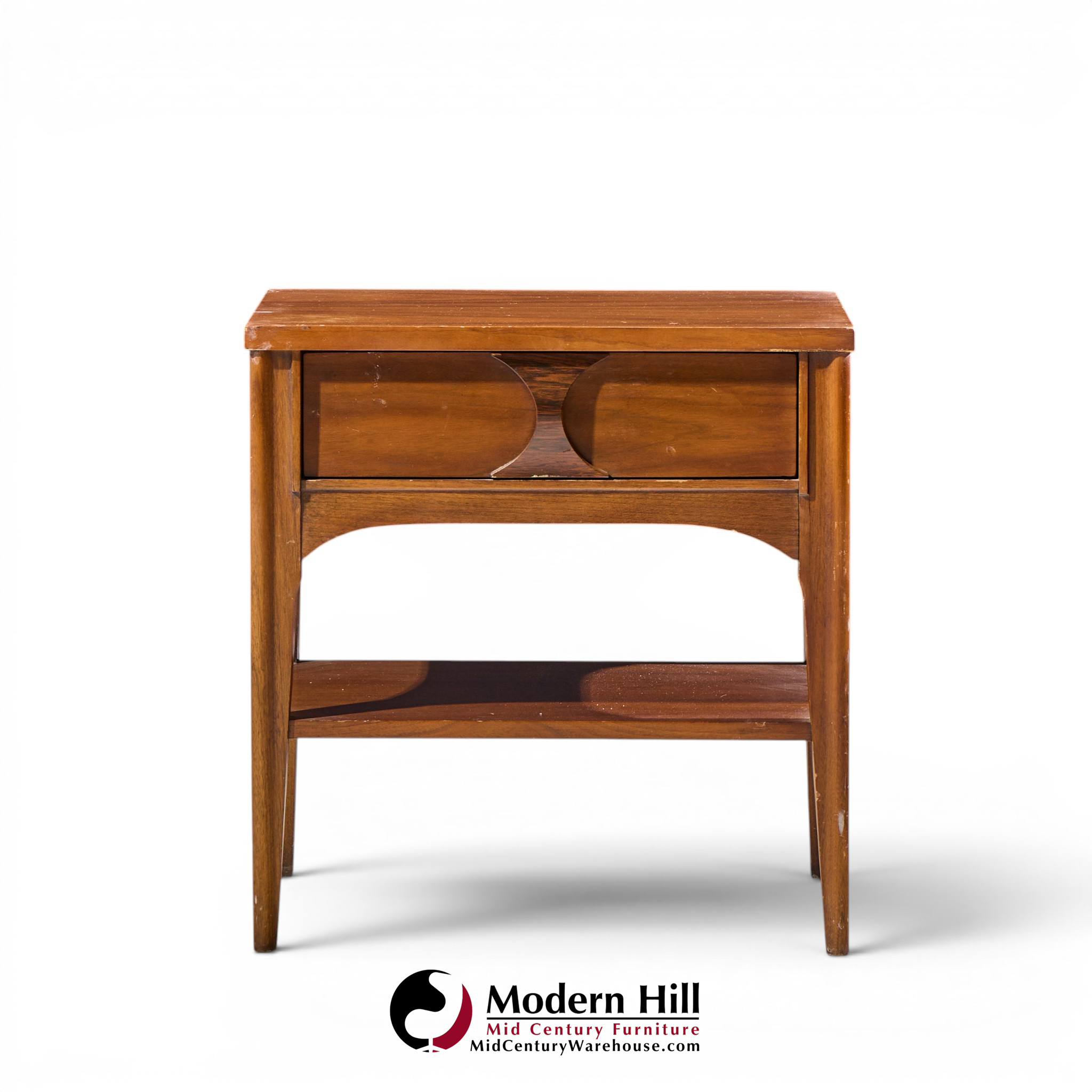 kent coffey perspecta mid century walnut and rosewood nightstand