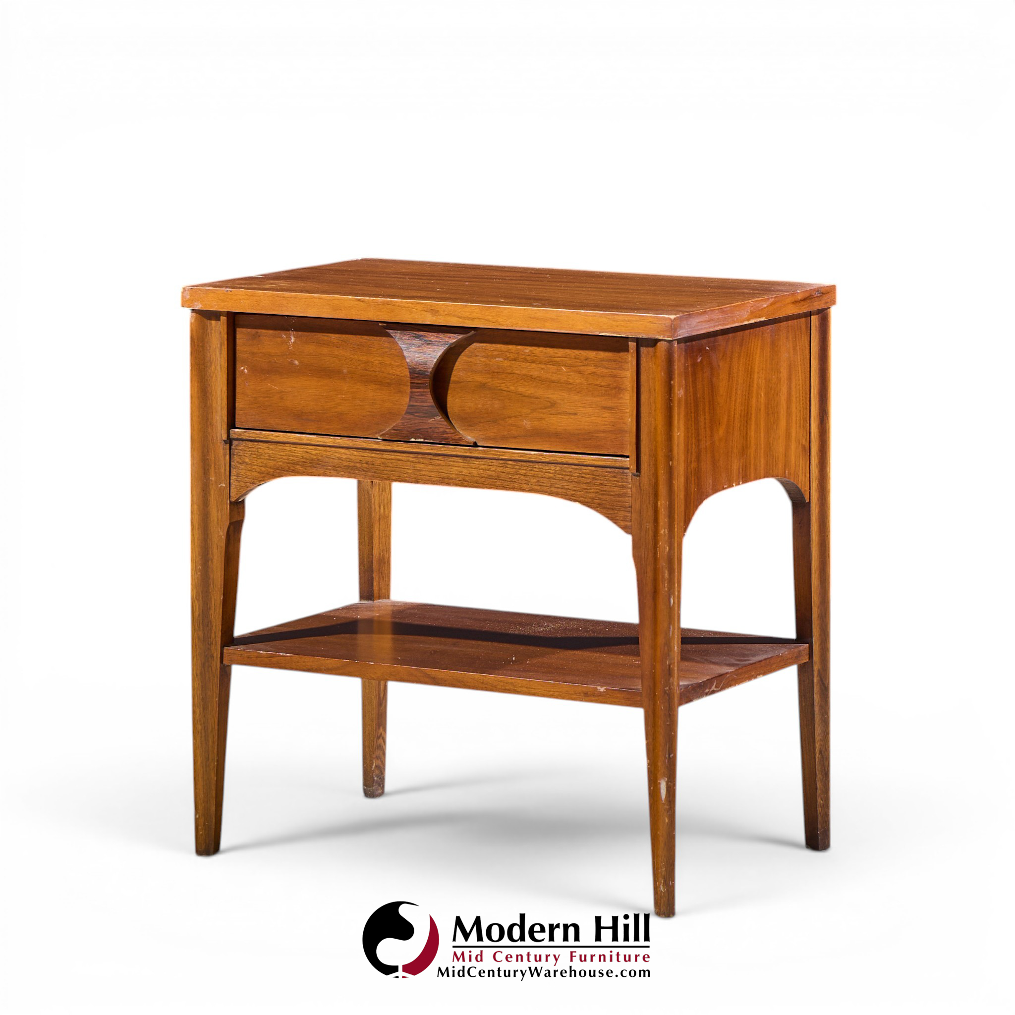 kent coffey perspecta mid century walnut and rosewood nightstand