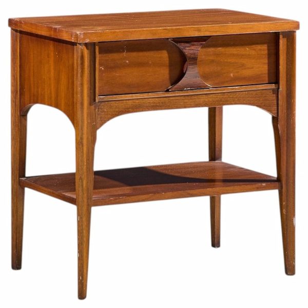 kent coffey perspecta mid century walnut and rosewood nightstand