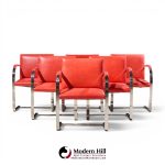 knoll brno flat bar mid century chrome dining chairs - set of 6
