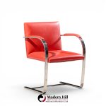 knoll brno flat bar mid century chrome dining chairs - set of 6