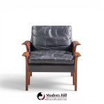 knut saeter for vatne møbler mid century norwegian rosewood and leather lounge chairs - pair with ottoman