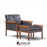 knut saeter for vatne møbler mid century norwegian rosewood and leather lounge chairs - pair with ottoman