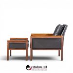 knut saeter for vatne møbler mid century norwegian rosewood and leather lounge chairs - pair with ottoman