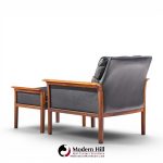 knut saeter for vatne møbler mid century norwegian rosewood and leather lounge chairs - pair with ottoman