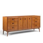 kroehler mid century rosewood and walnut lowboy dresser