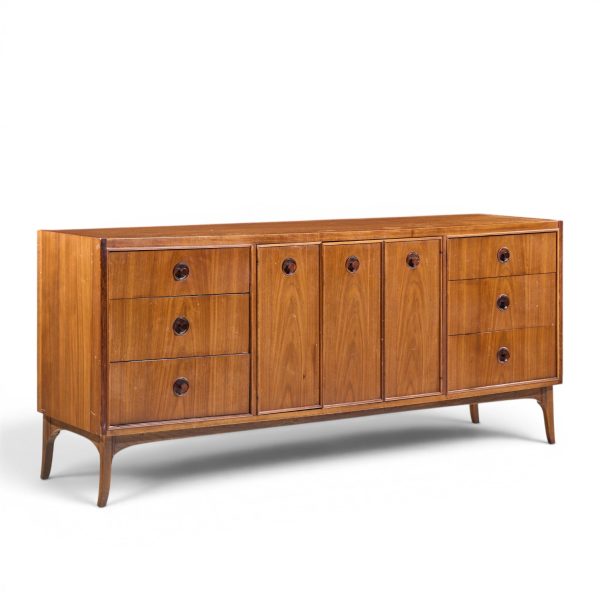 kroehler mid century rosewood and walnut lowboy dresser
