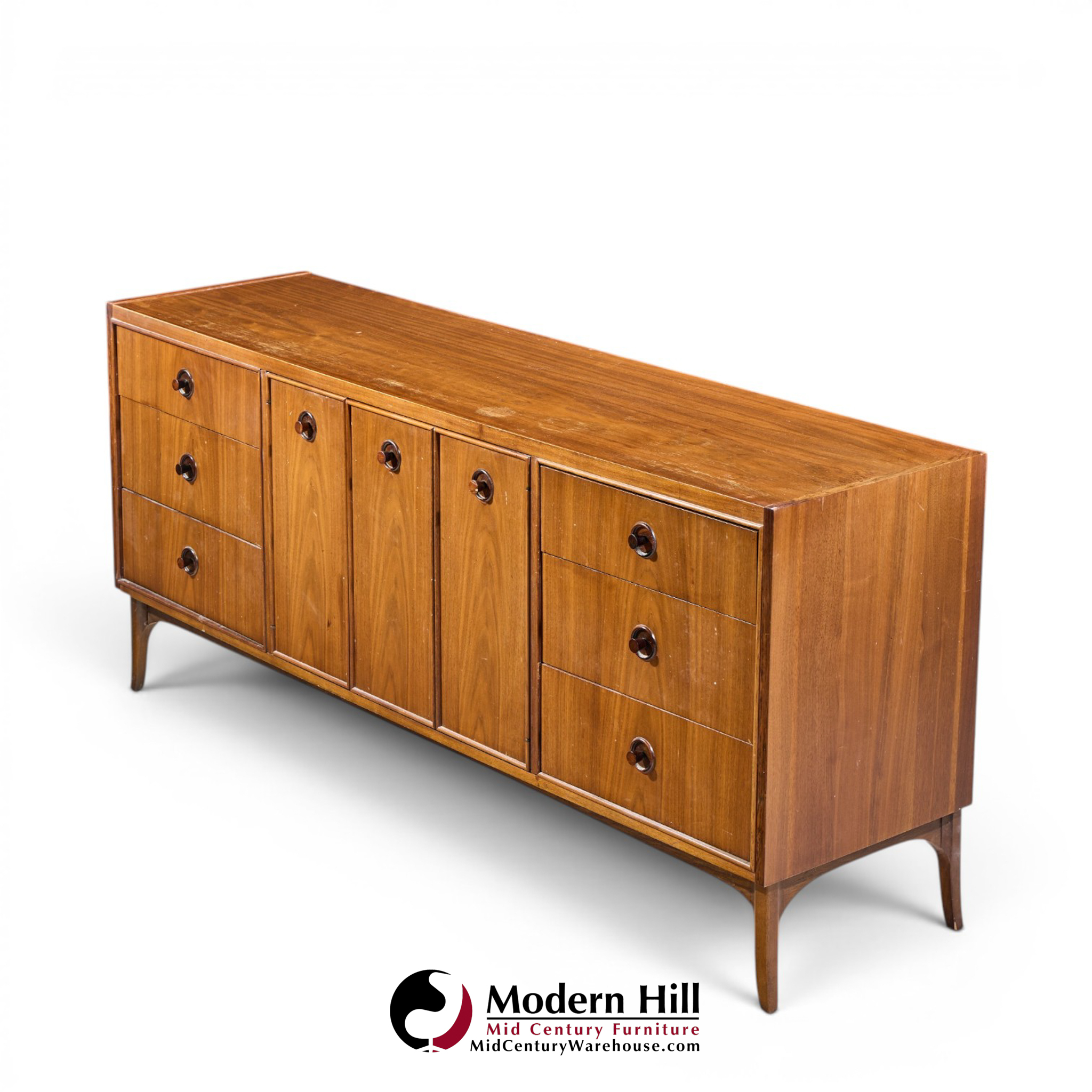 kroehler mid century rosewood and walnut lowboy dresser
