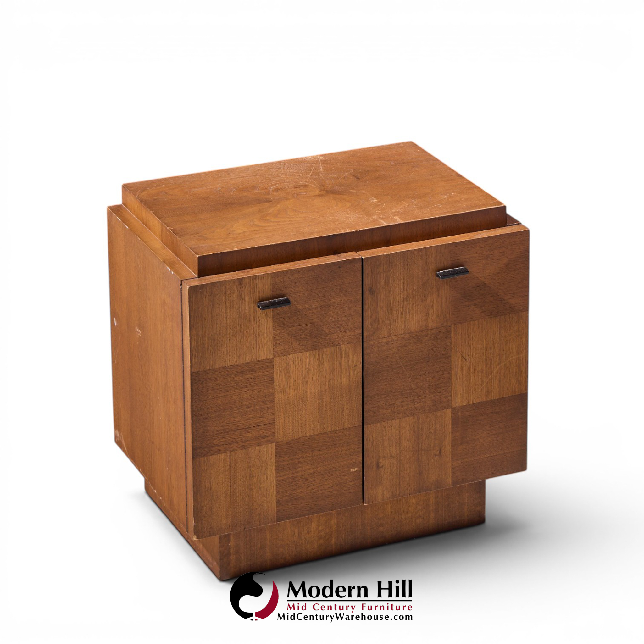 lane brutalist mid century walnut nightstands - pair