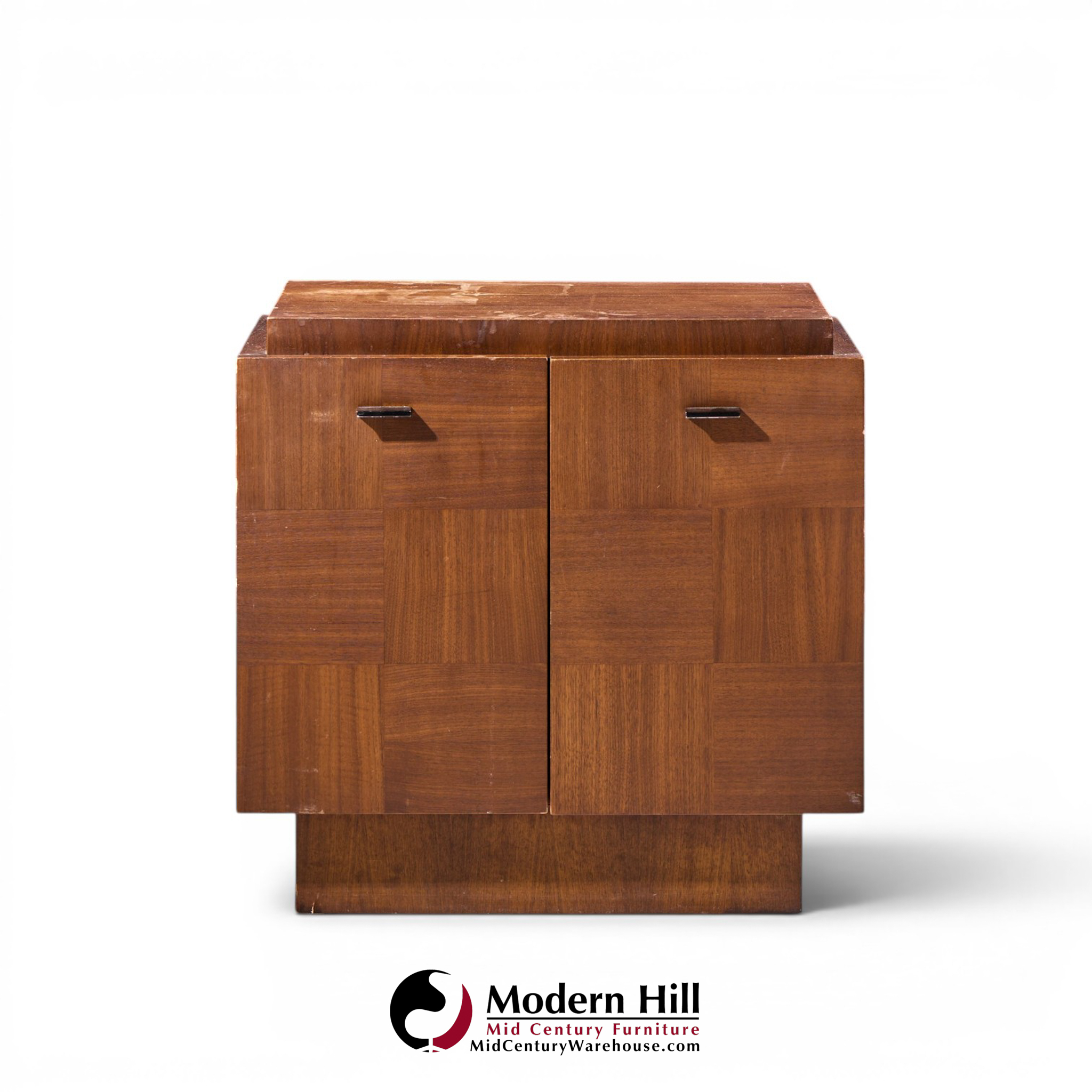 lane brutalist mid century walnut nightstands - pair