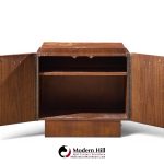 lane brutalist mid century walnut nightstands - pair
