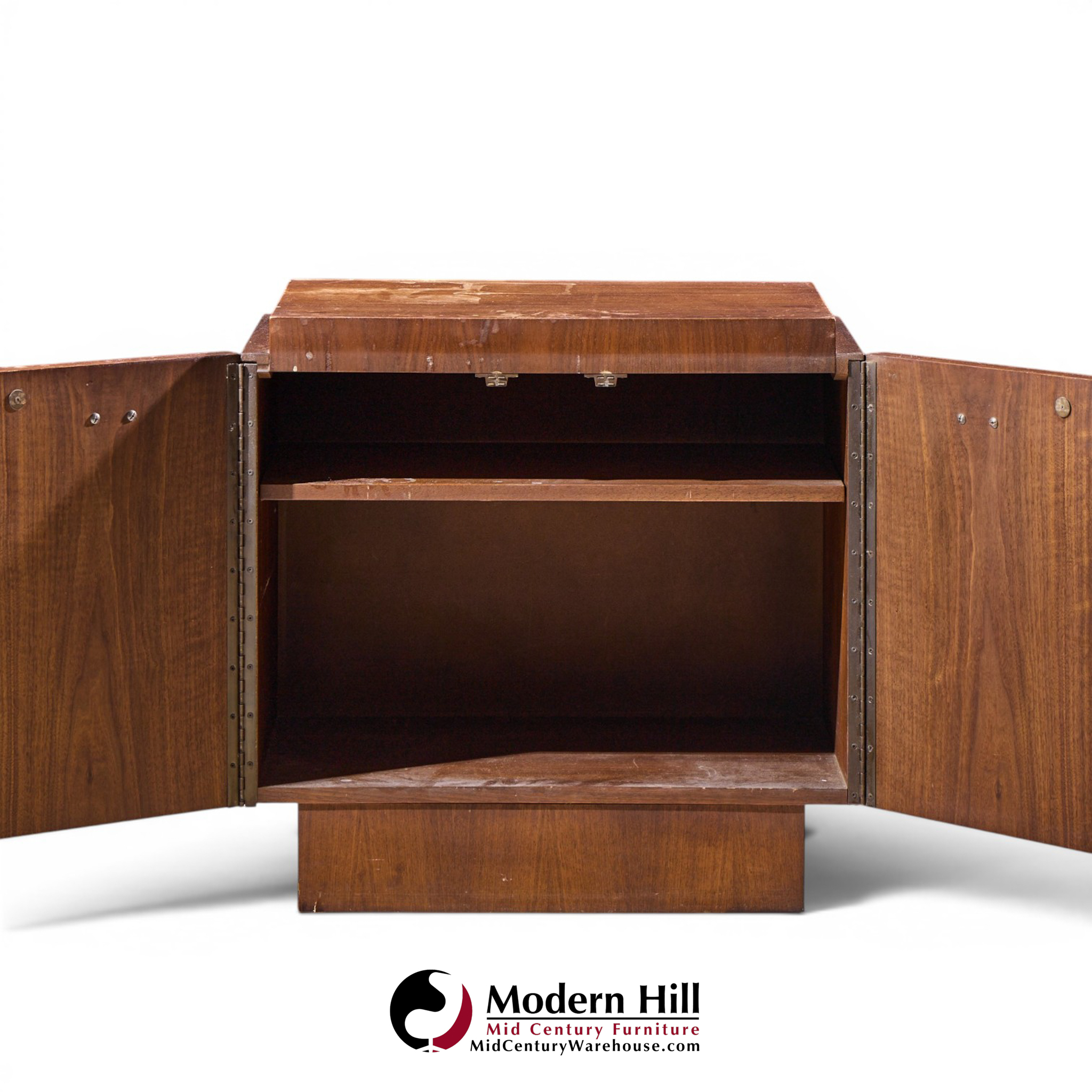lane brutalist mid century walnut nightstands - pair