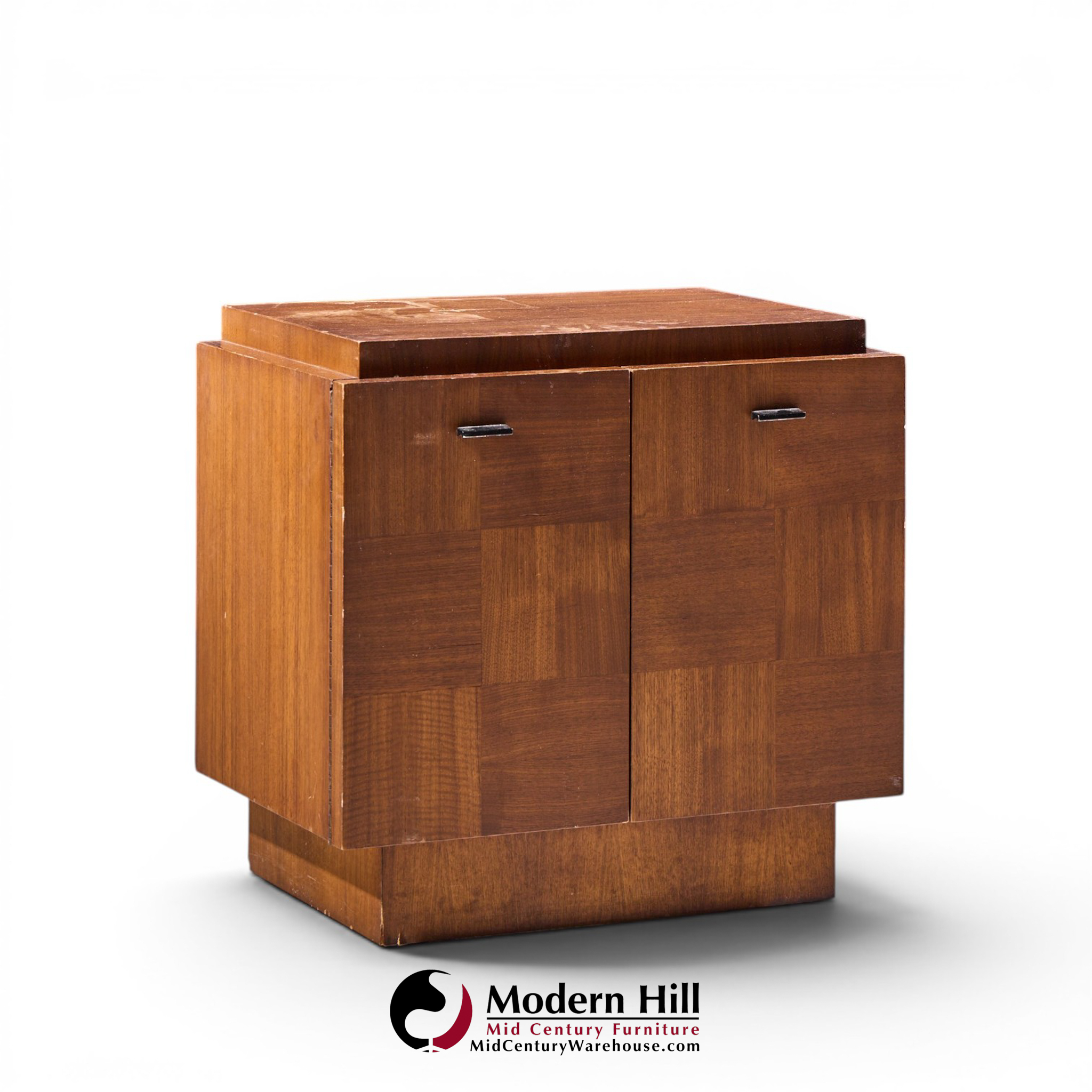 lane brutalist mid century walnut nightstands - pair