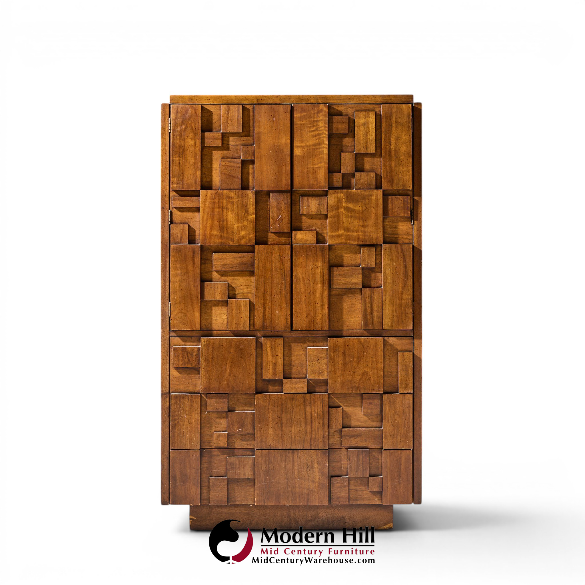 lane staccato brutalist mid century walnut armoire dresser