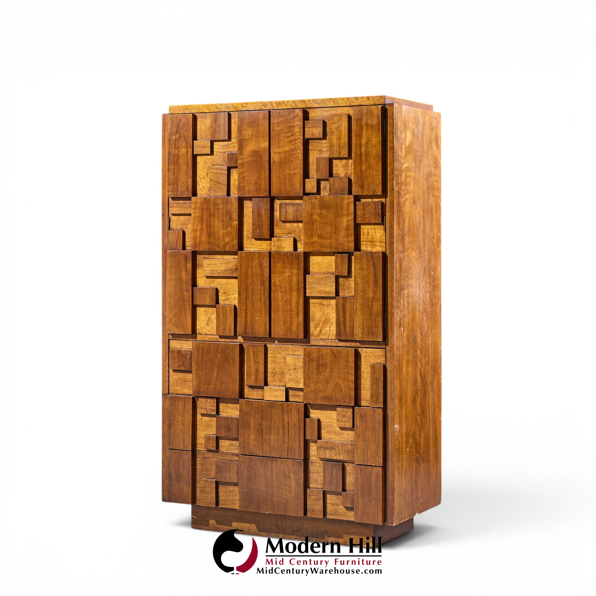 lane staccato brutalist mid century walnut armoire dresser