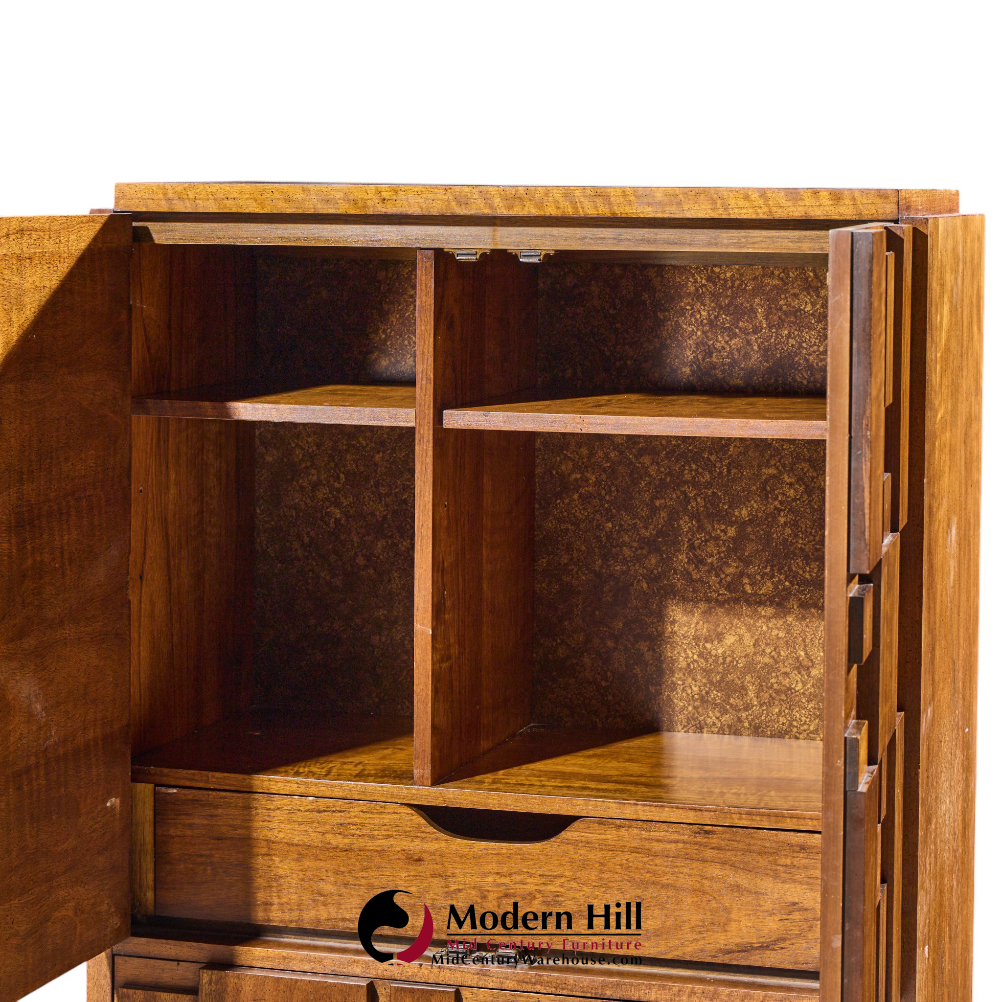 lane staccato brutalist mid century walnut armoire dresser