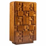 lane staccato brutalist mid century walnut armoire dresser
