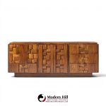 lane staccato brutalist mid century walnut lowboy dresser