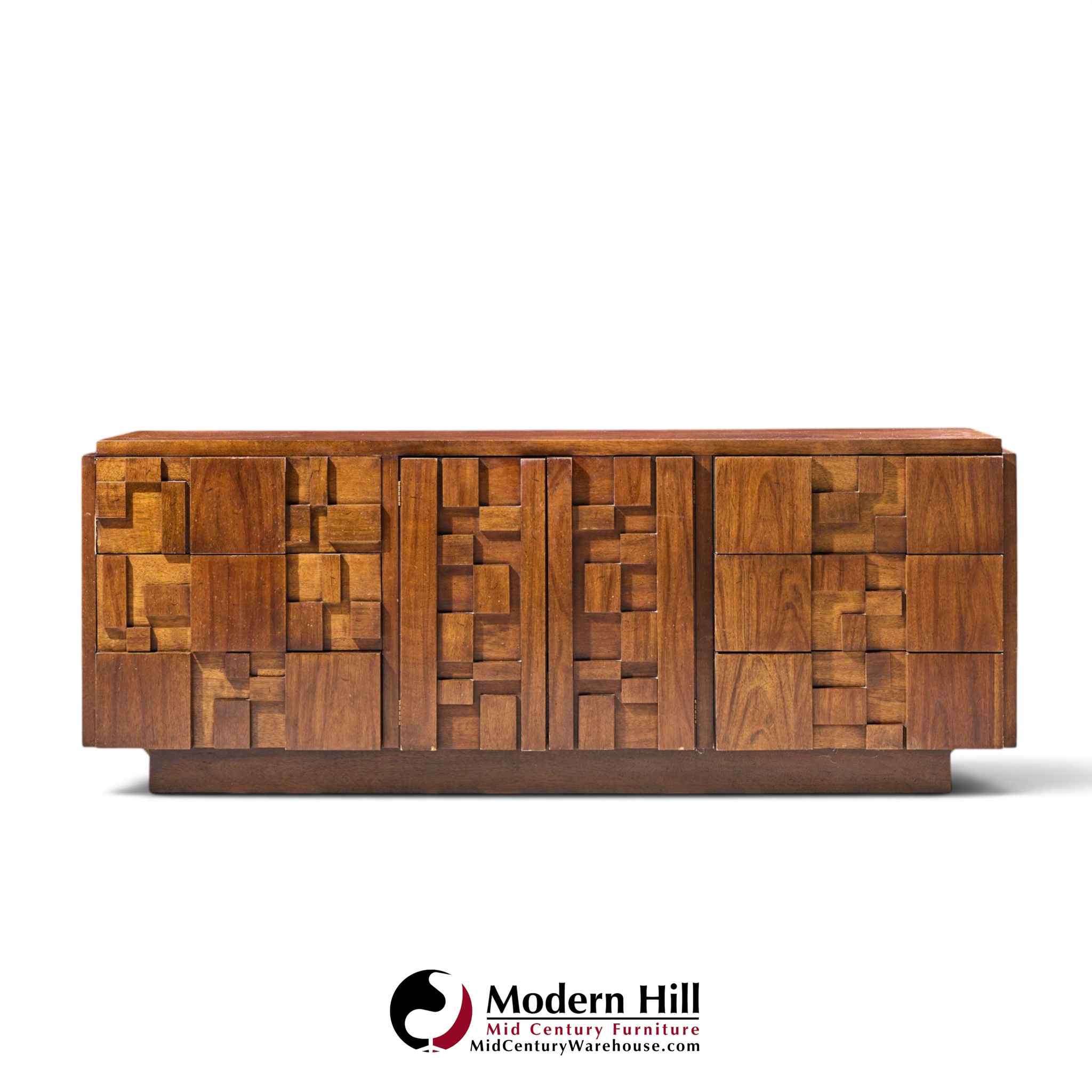 lane staccato brutalist mid century walnut lowboy dresser