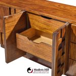 lane staccato brutalist mid century walnut lowboy dresser