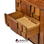 lane staccato brutalist mid century walnut lowboy dresser