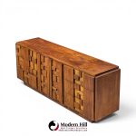 lane staccato brutalist mid century walnut lowboy dresser