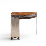 leon rosen for pace mezzaluna mid century steel and rosewood side end table