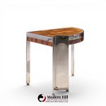 leon rosen for pace mezzaluna mid century steel and rosewood side end table