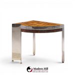 leon rosen for pace mezzaluna mid century steel and rosewood side end table