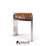 leon rosen for pace mezzaluna mid century steel and rosewood side end table