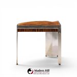 leon rosen for pace mezzaluna mid century steel and rosewood side end table