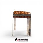 leon rosen for pace mezzaluna mid century steel and rosewood side end table