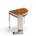 leon rosen for pace mezzaluna mid century steel and rosewood side end table