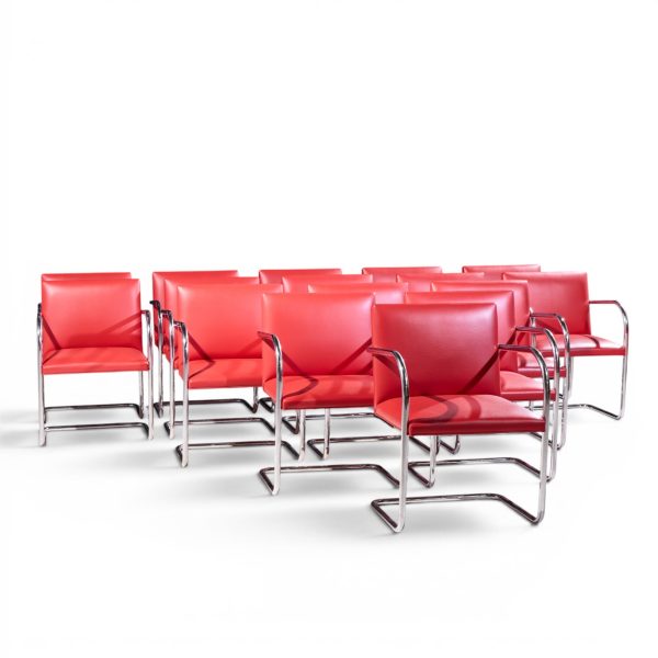 mies van der rohe for knoll brno mid century cantilever chrome dining chairs - set of 16