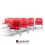 mies van der rohe for knoll brno mid century cantilever chrome dining chairs - set of 16