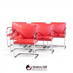 mies van der rohe for knoll brno mid century cantilever chrome dining chairs - set of 6