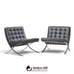 mies van der rohe for knoll mid century barcelona chairs - pair