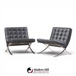 mies van der rohe for knoll mid century barcelona chairs - pair