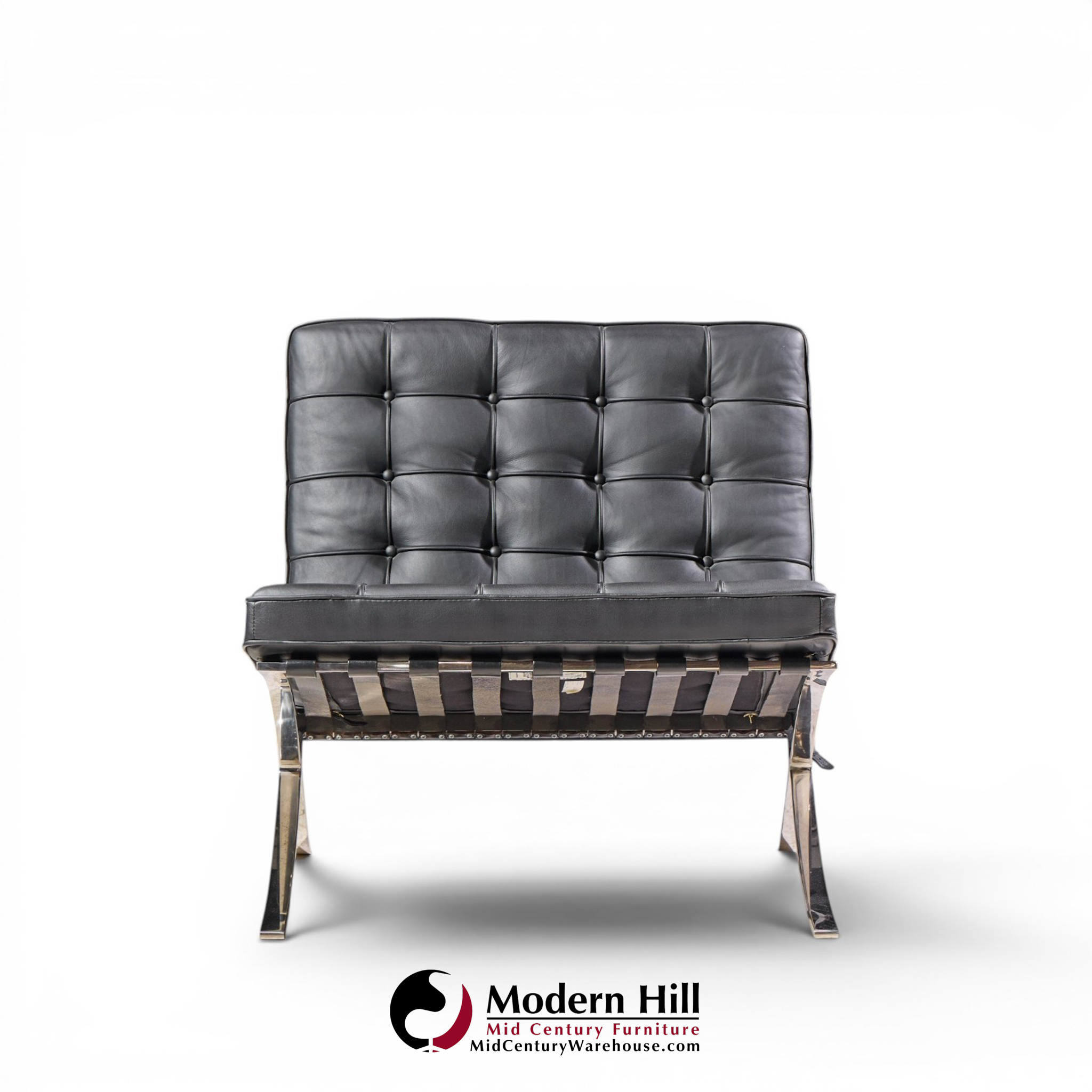 mies van der rohe for knoll mid century barcelona chairs - pair