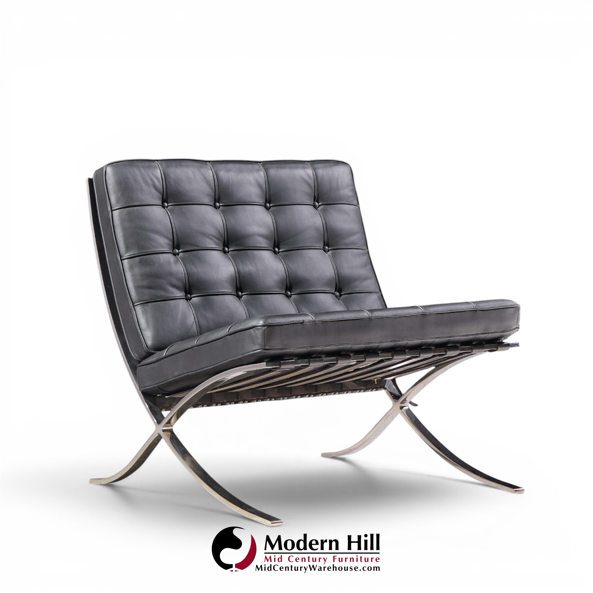 mies van der rohe for knoll mid century barcelona chairs - pair