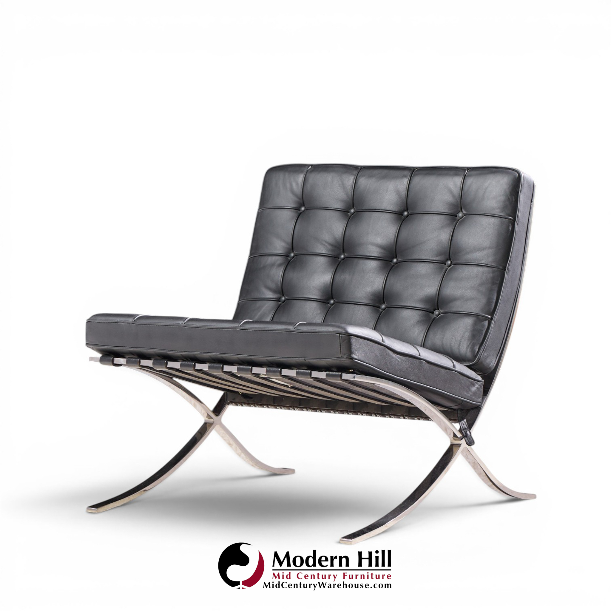 mies van der rohe for knoll mid century barcelona chairs - pair