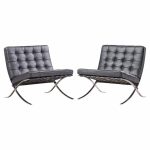 mies van der rohe for knoll mid century barcelona chairs - pair