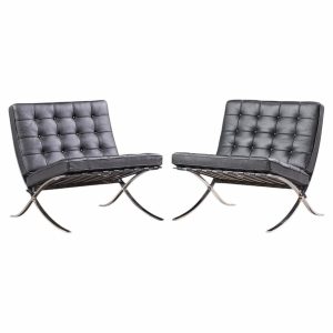 mies van der rohe for knoll mid century barcelona chairs - pair