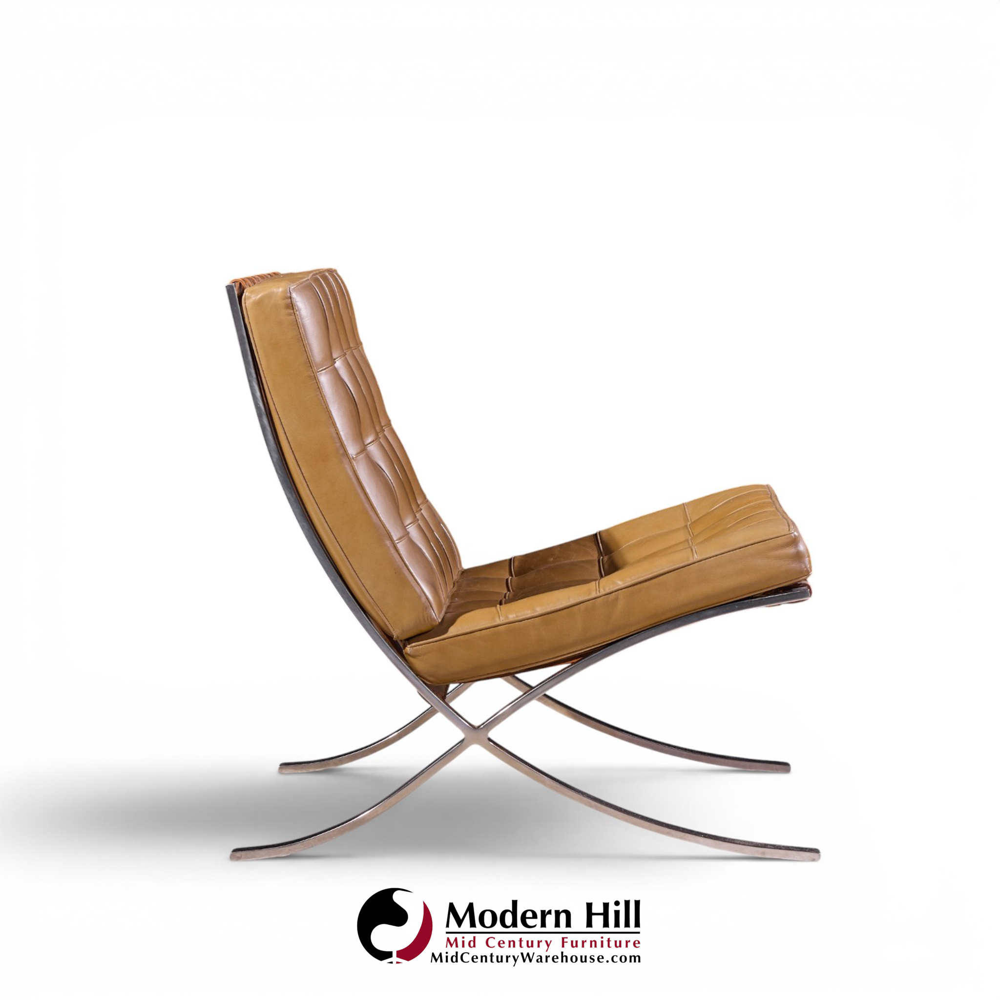 mies van der rohe for knoll mid century barcelona lounge chairs - pair