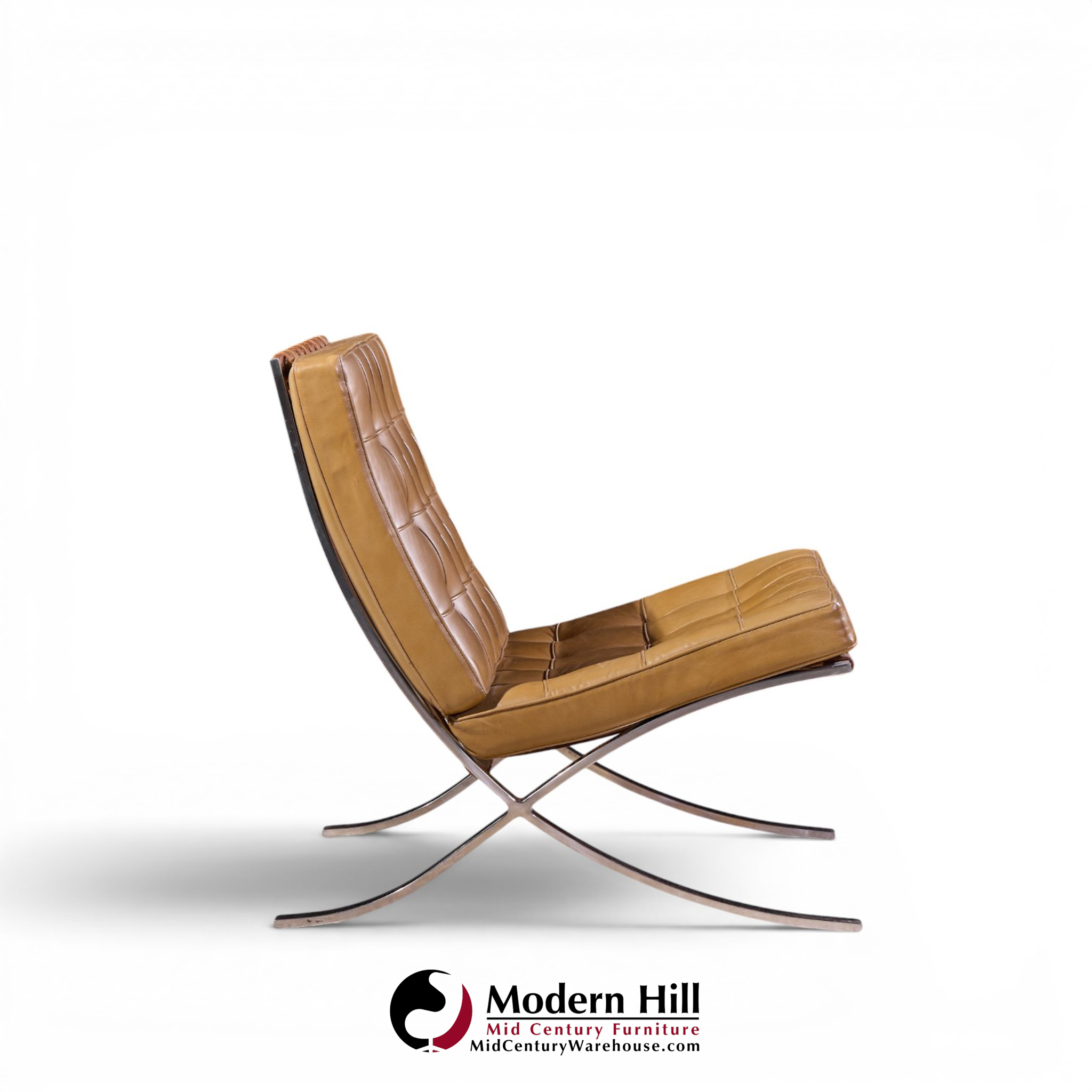 mies van der rohe for knoll mid century barcelona lounge chairs - pair
