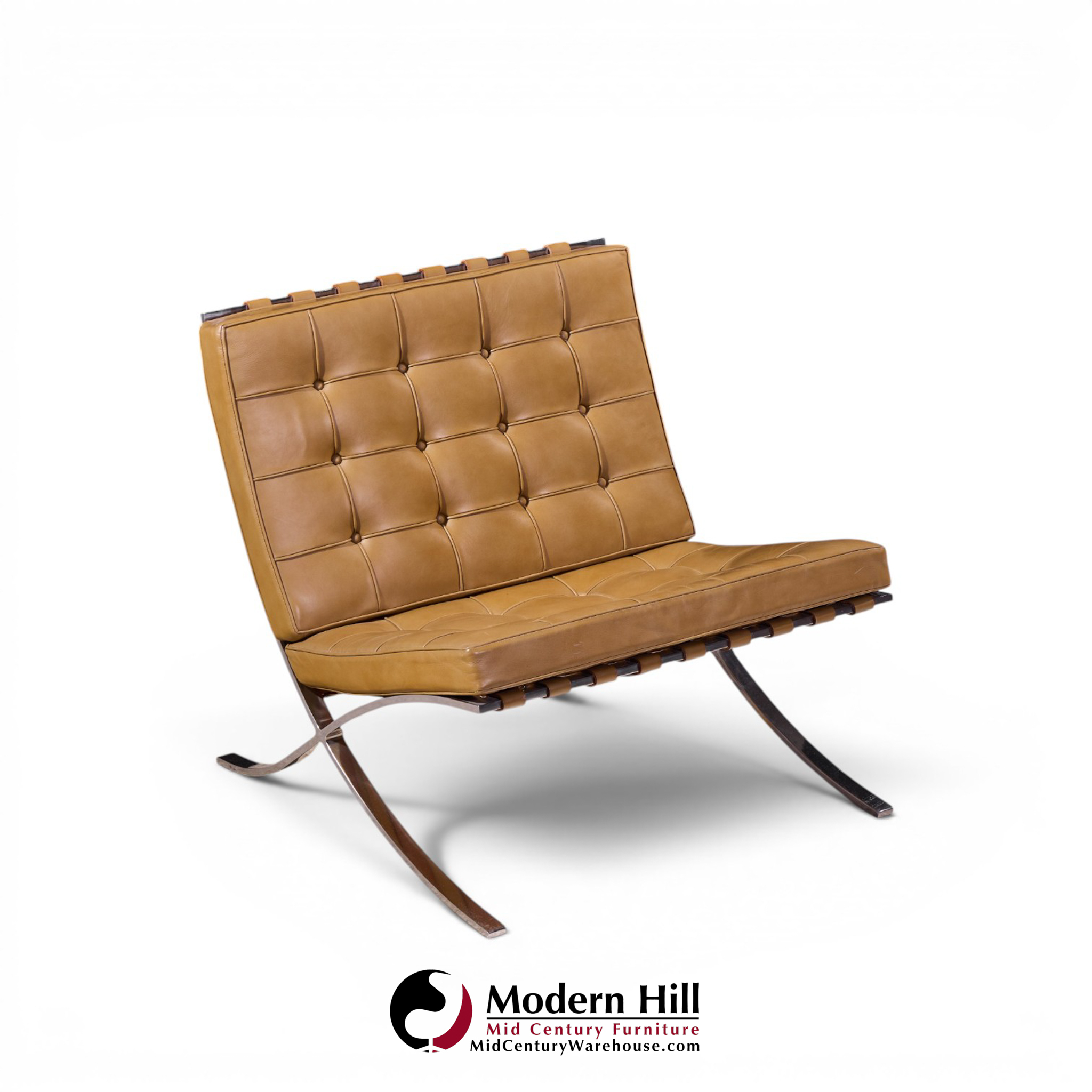 mies van der rohe for knoll mid century barcelona lounge chairs - pair