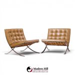 mies van der rohe for knoll mid century barcelona lounge chairs - pair
